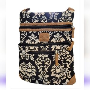 Stone Mountain Quilted Crossbody Bag Featuring a Damask Pattern.